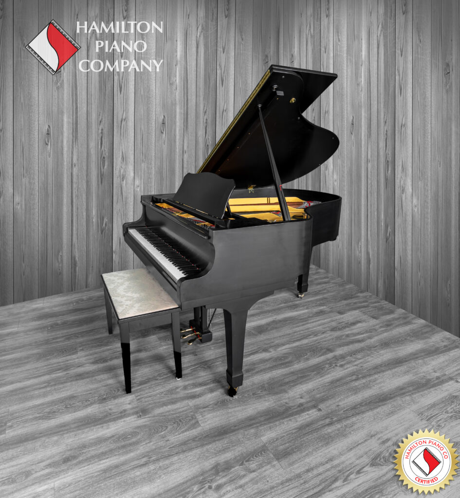 Black Yamaha baby grand piano