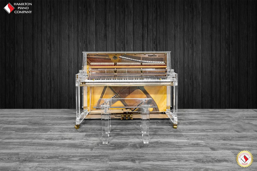 a custom built acrylic piano by hamilton piano company