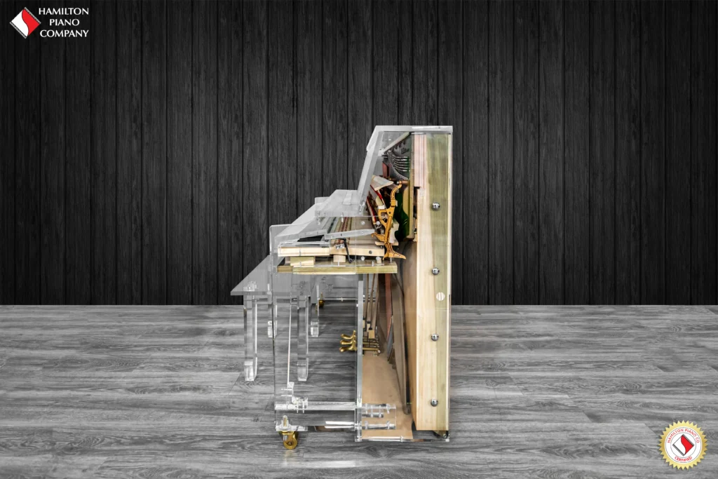 a custom built acrylic piano by hamilton piano company