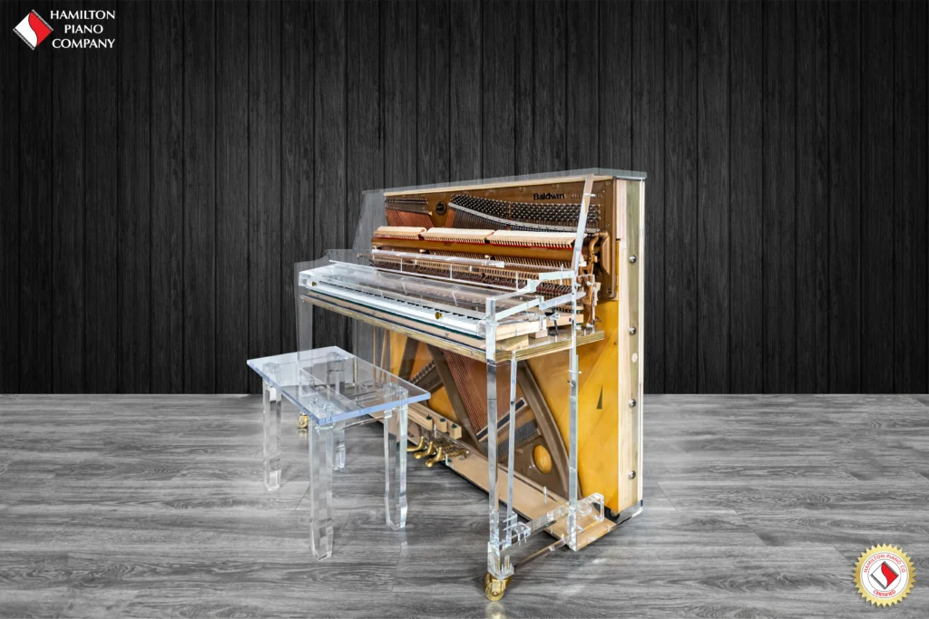 a custom built acrylic piano by hamilton piano company