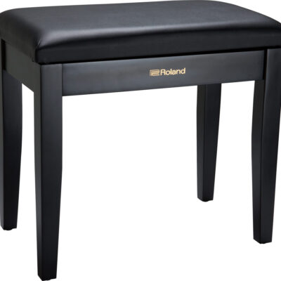 Roland RPB-100 piano bench in satin black finish with cushioned black vinyl seat top
