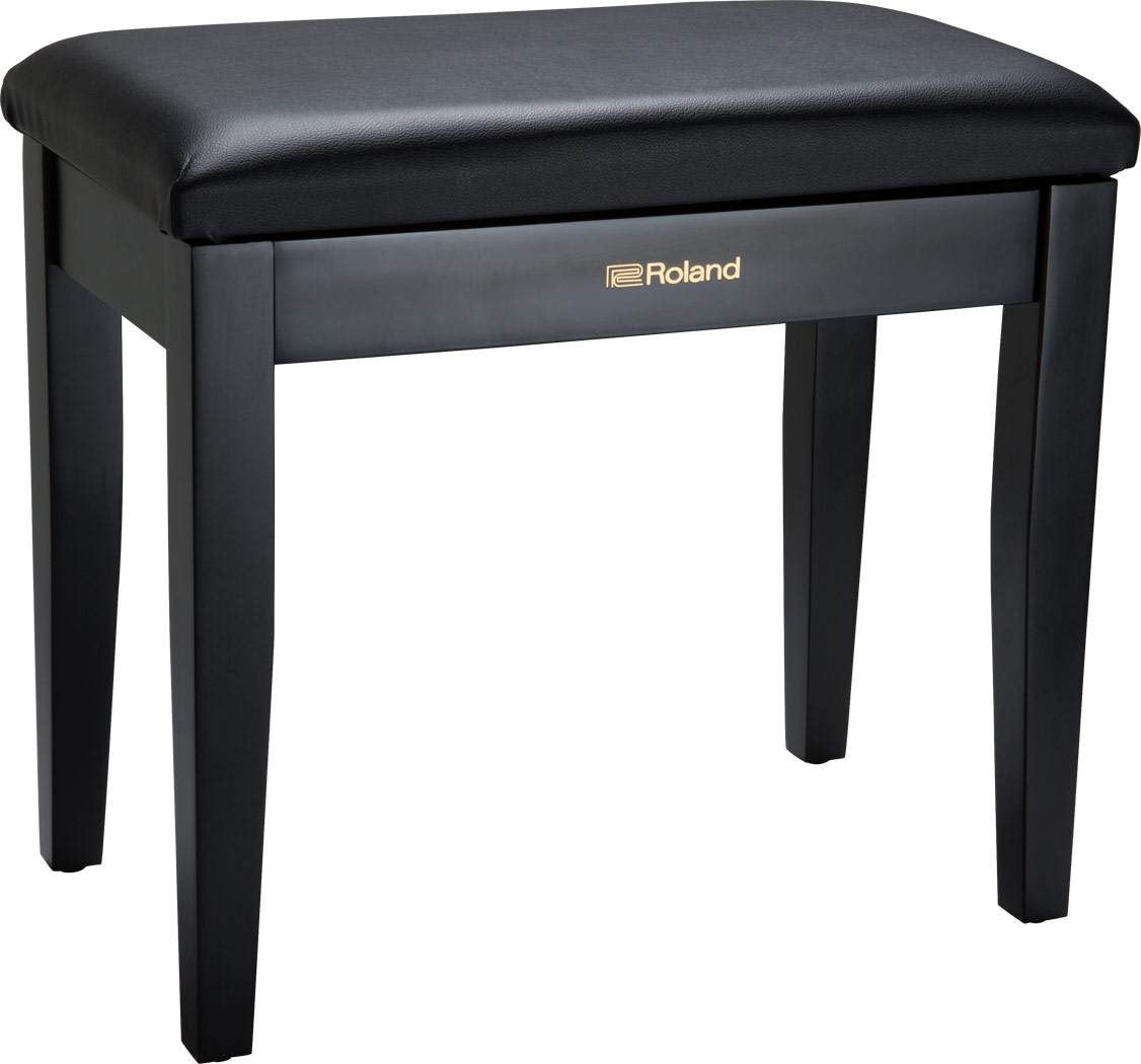 Roland RPB-100 piano bench in satin black finish with cushioned black vinyl seat top