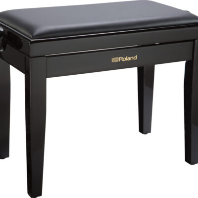 Roland RPB-200 piano bench in polished ebony finish with adjustable cushioned black vinyl seat top