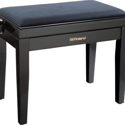 Roland RPB-220 adjustable-height piano bench in polished ebony finish with black velour seat