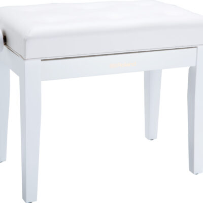 Roland rpb-300wh adjustable piano bench with cushioned seat in white finish.