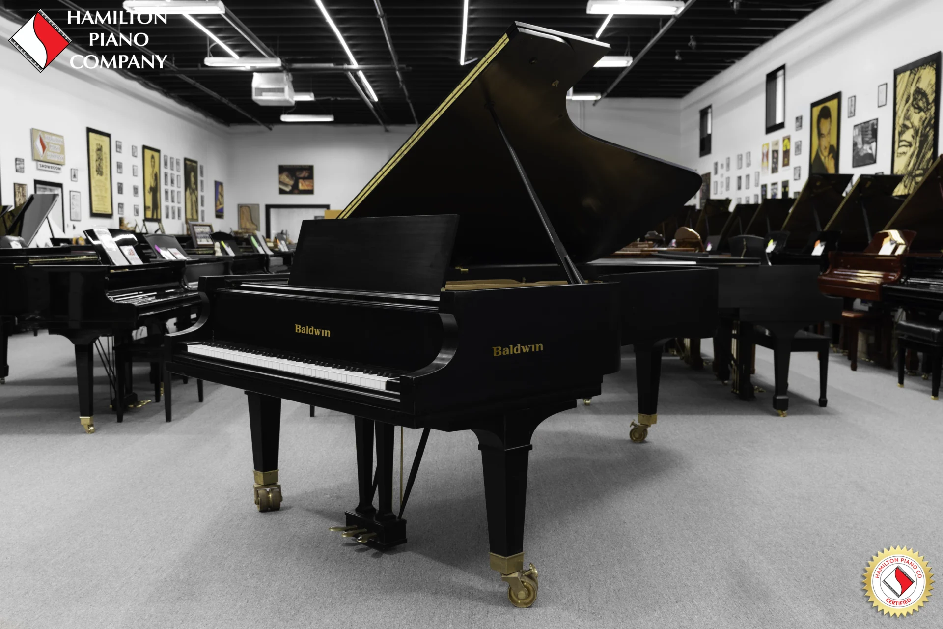 A 9ft Baldwin SD concert grand piano in hand-rubbed satin ebony finish