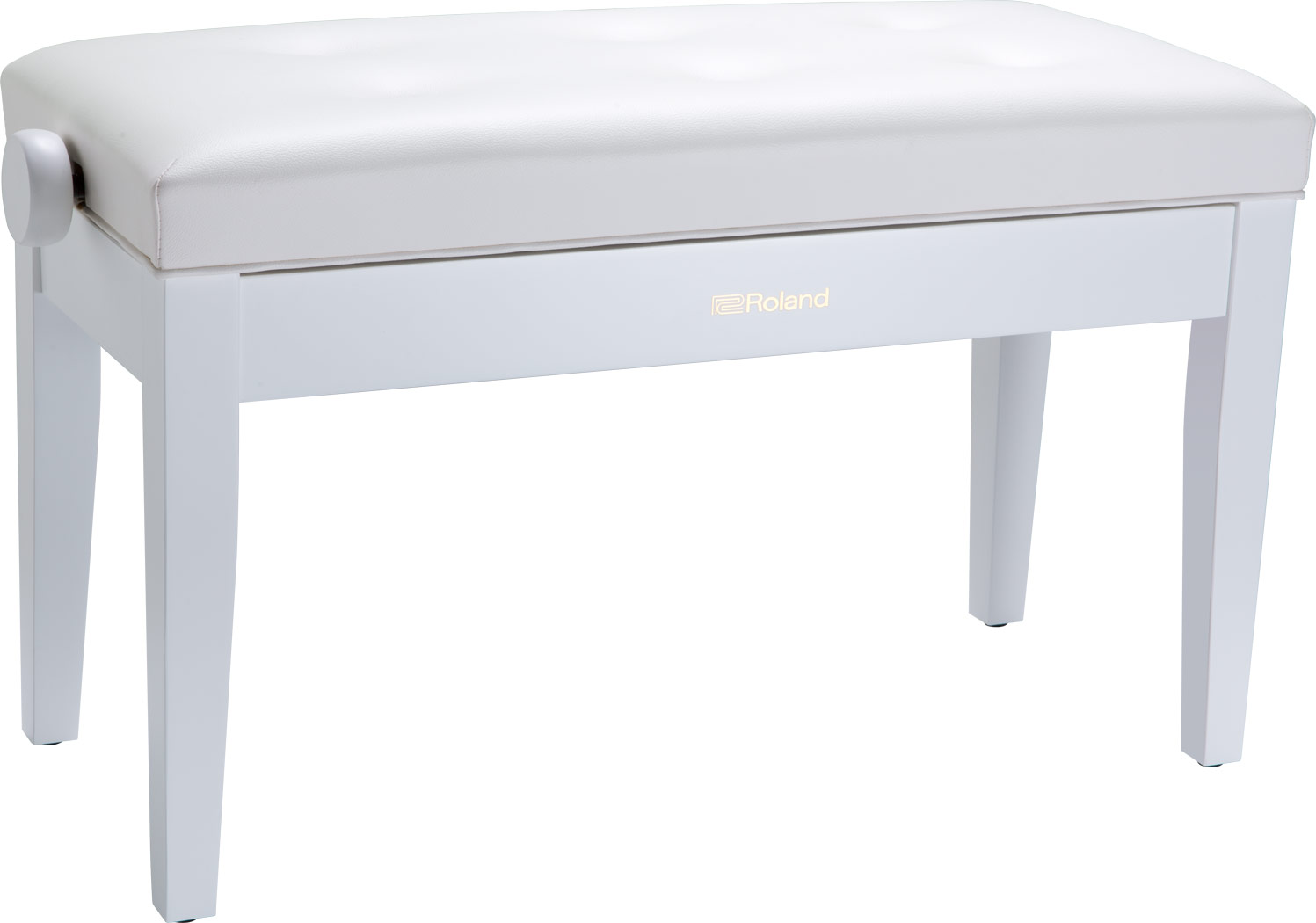 Roland RPB-D300WH adjustable duet piano bench in satin white finish.