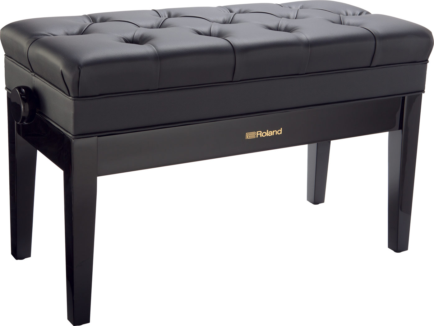Roland RPB-D500PE adjustable duet piano bench with storage compartment. high polish ebony finish.