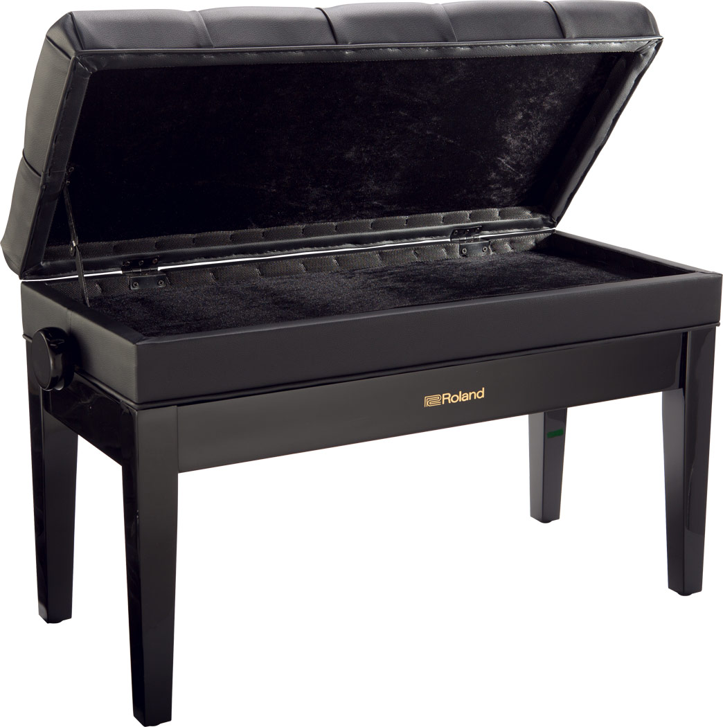 Roland RPB-D500PE adjustable duet piano bench with storage compartment. high polish ebony finish.