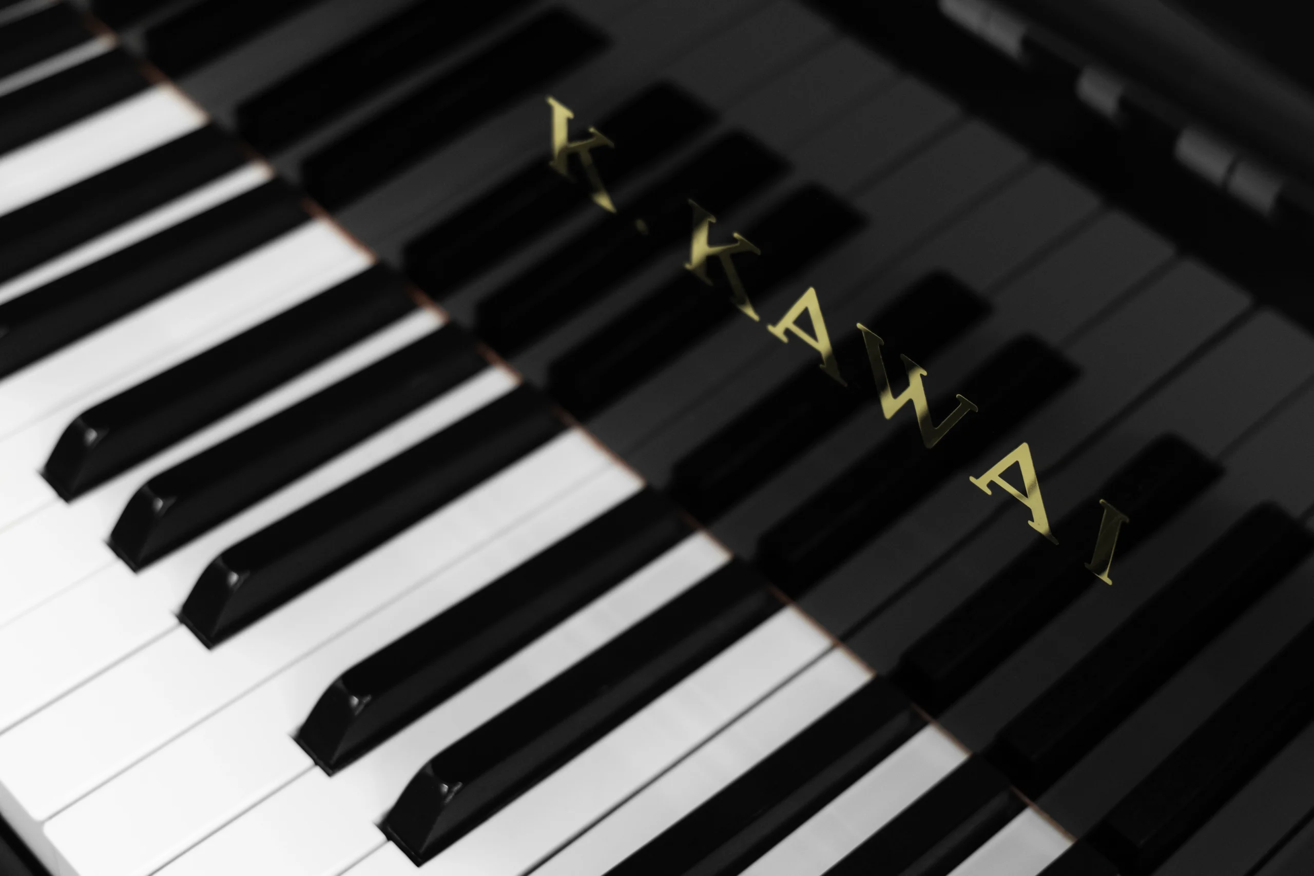 A Kawai RX-3 grand piano in a high-polish ebony finish.