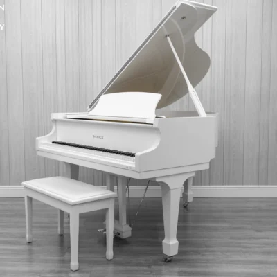 Samick SG-161 Baby Grand Piano in high-polish white finish