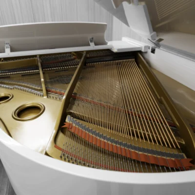 Samick SG-161 Baby Grand Piano in high-polish white finish