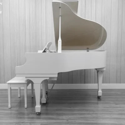 Samick SG-161 Baby Grand Piano in high-polish white finish