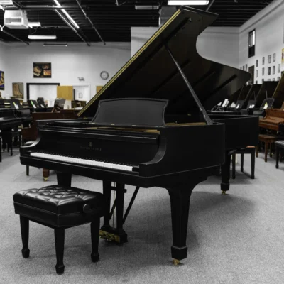 A 9ft Steinway D Concert Grand Piano in hand-rubbed satin ebony finish.