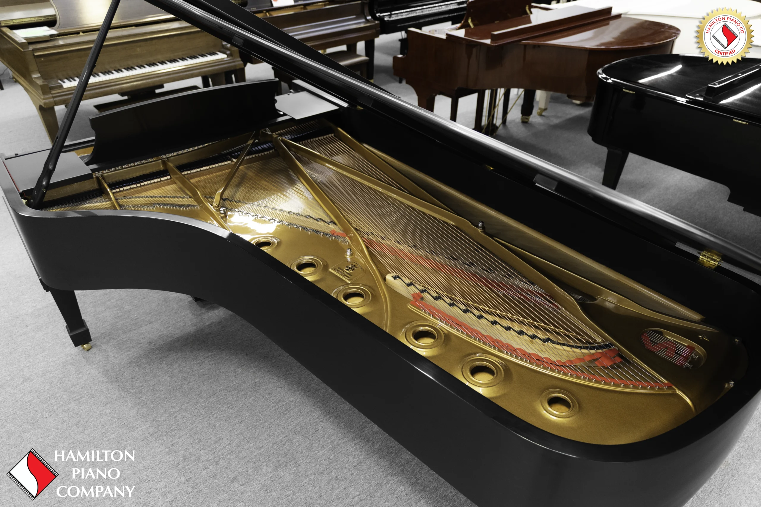 A 9ft Steinway D Concert Grand Piano in hand-rubbed satin ebony finish.