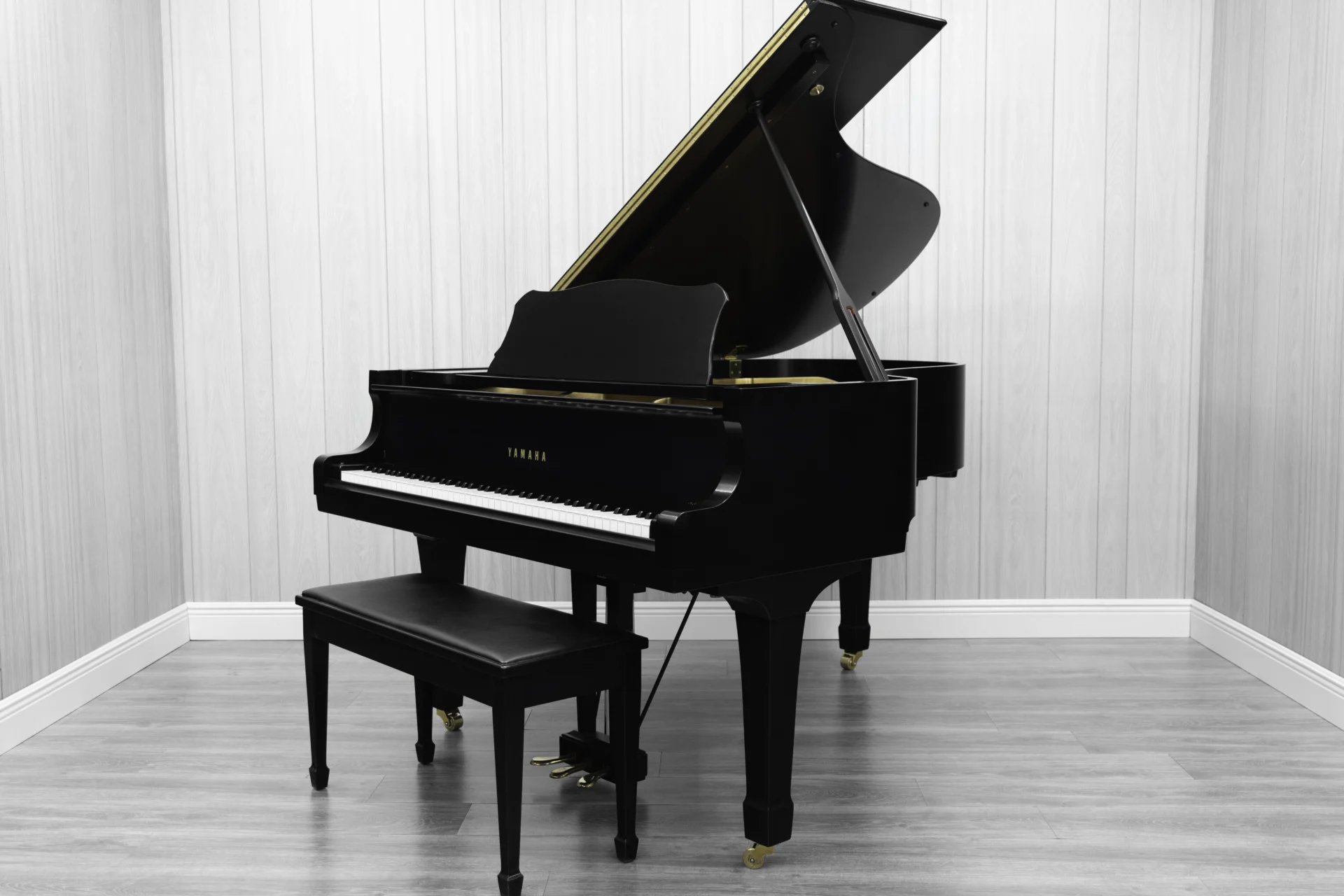 Yamaha C3 Grand Piano in hand-rubbed satin ebony finish.