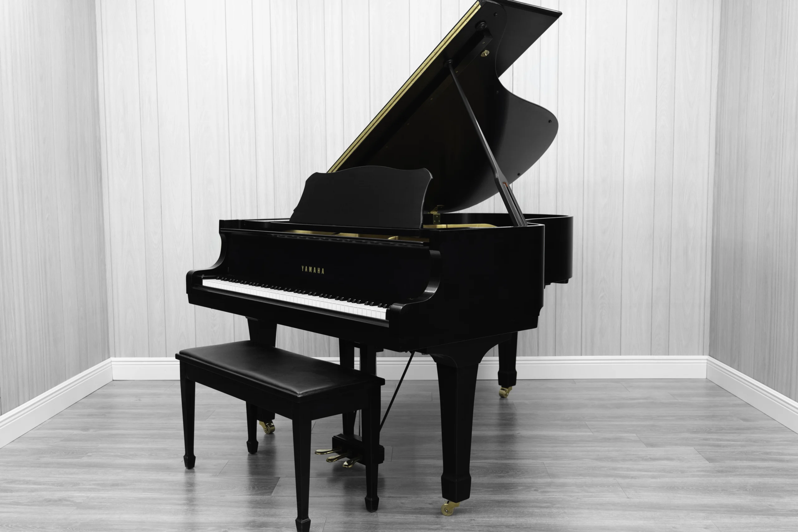 Yamaha C3 Grand Piano in hand-rubbed satin ebony finish.