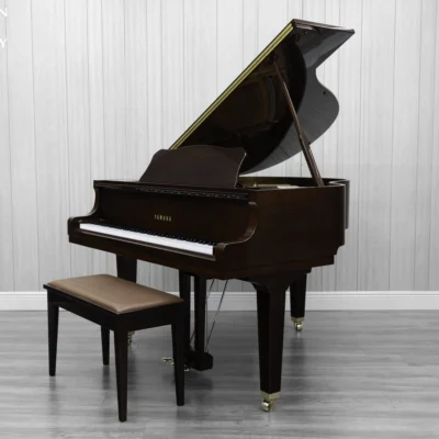 Yamaha GB1K baby grand piano in high-polish mahogany finish.