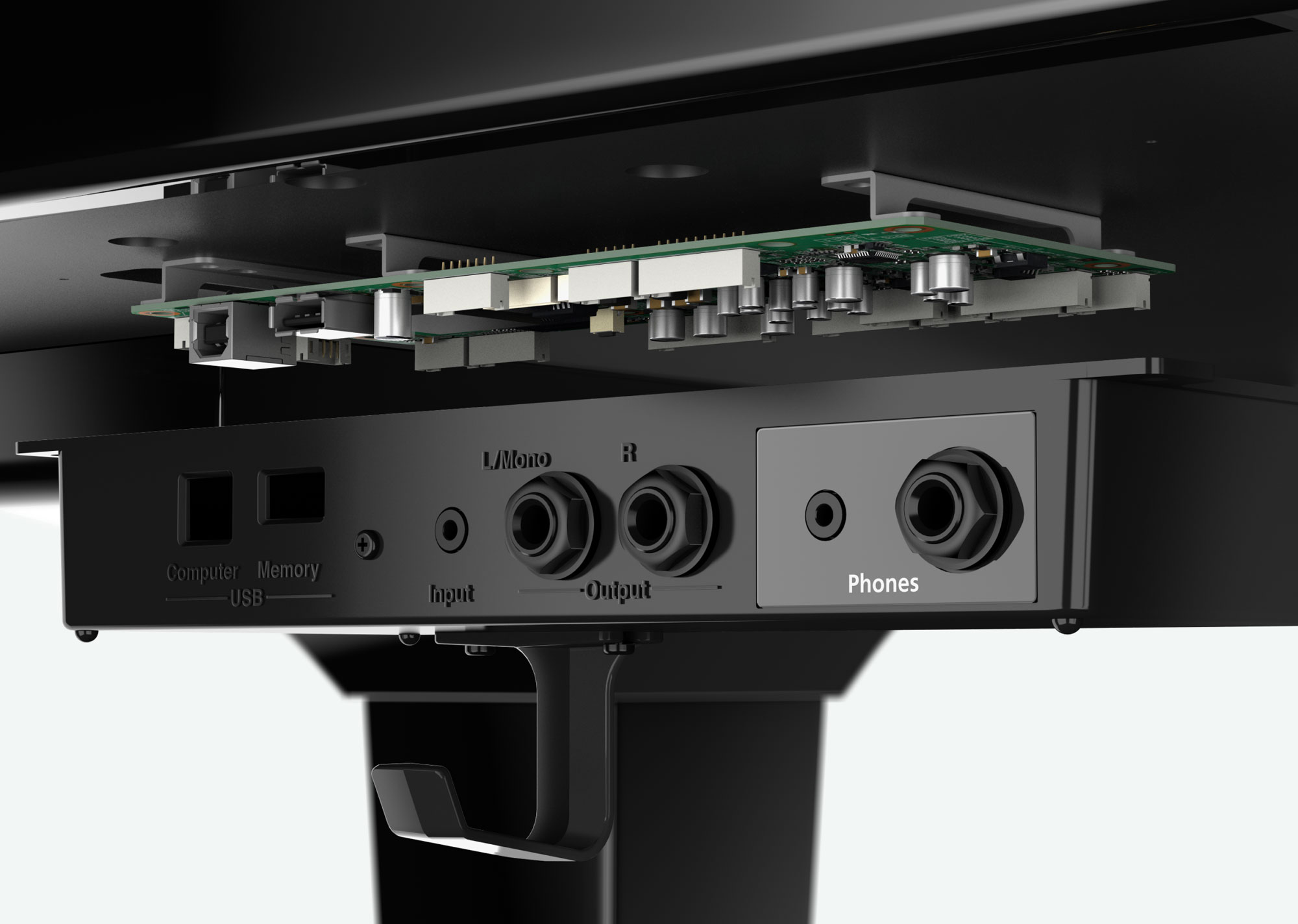 Roland GP609 digital piano input/output ports